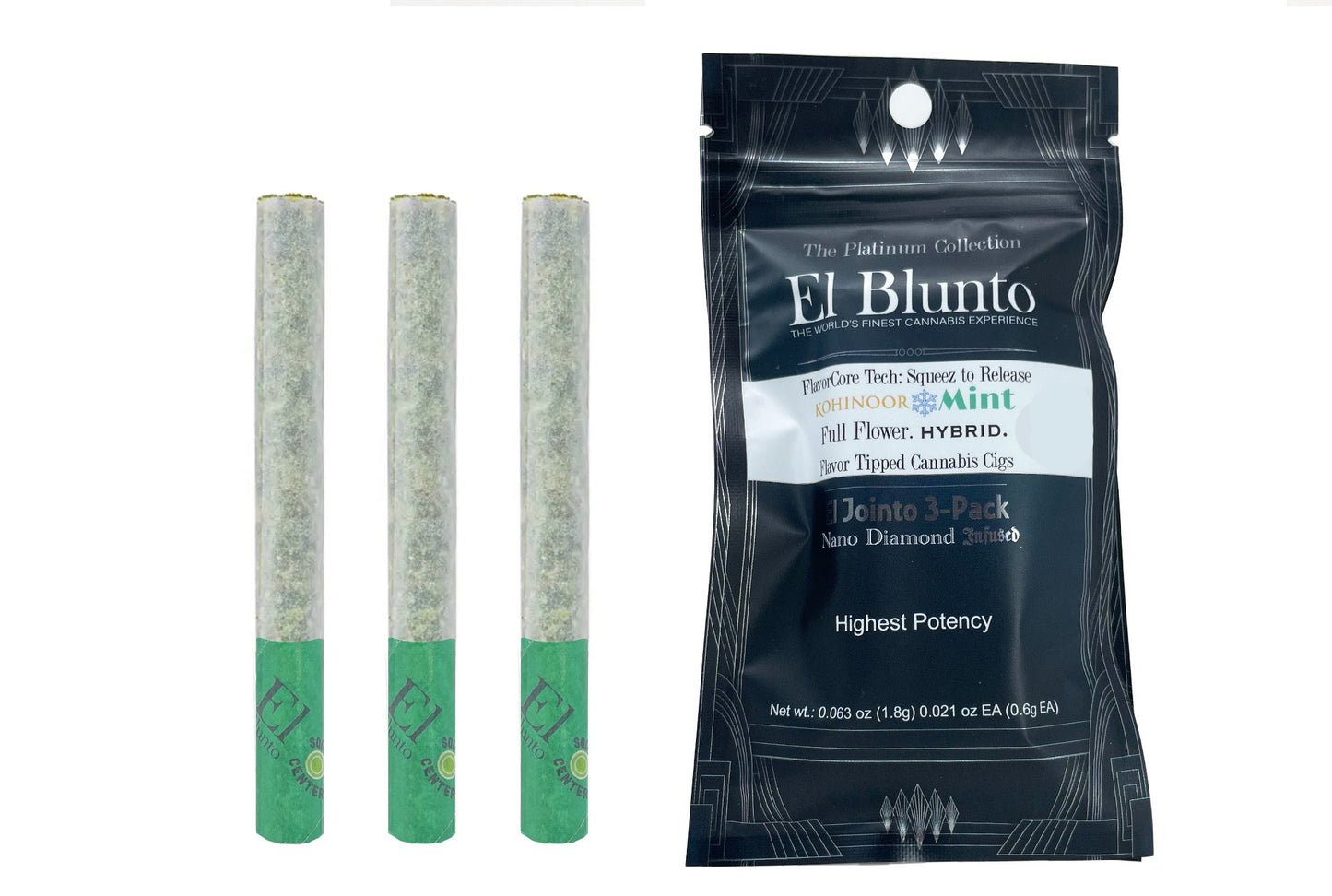 El Jointo FlavorCore™ THCA HEMP 3pk - Kohinoor Mint Diamond Infused (3 x .6g) Hybrid