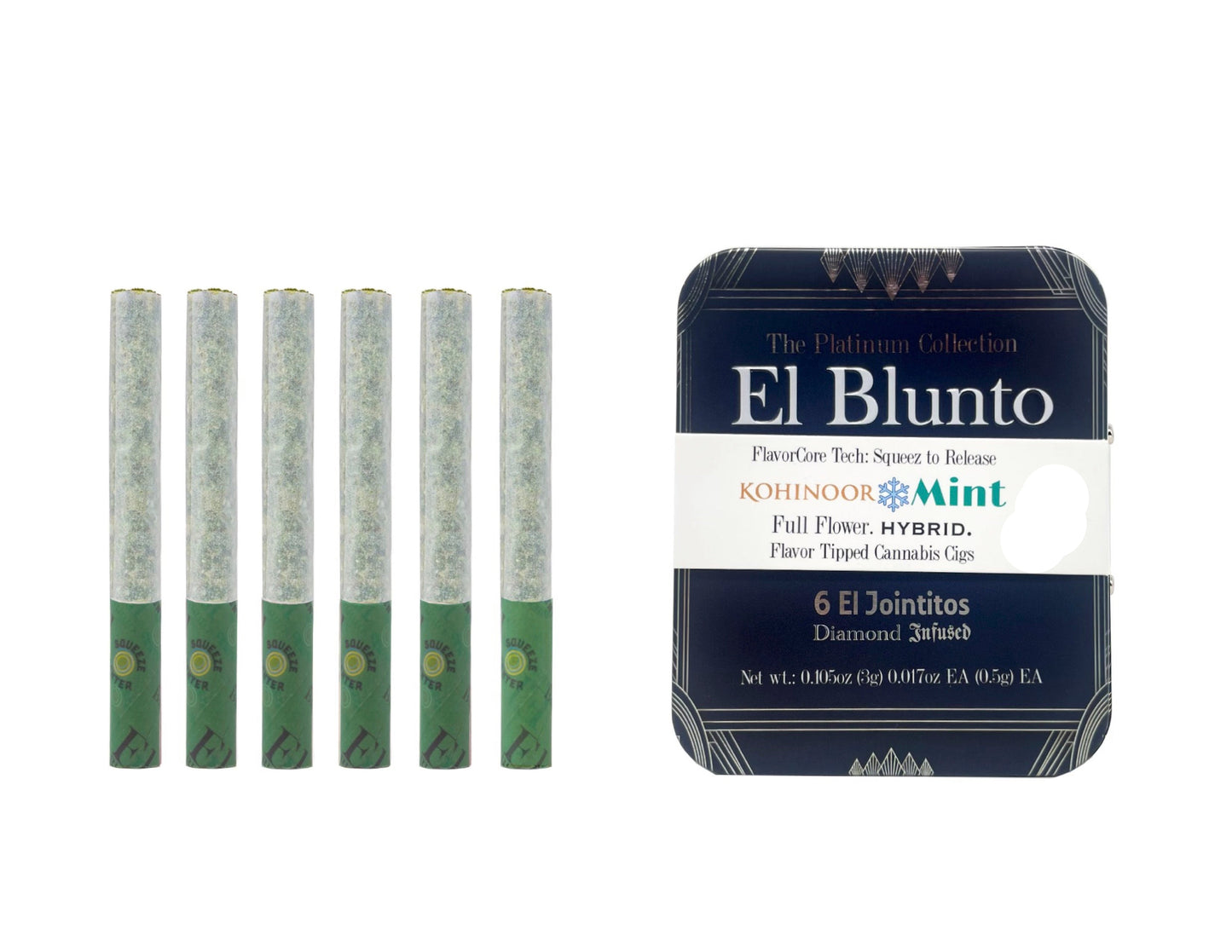 El Jointito FlavorCore™ THCA HEMP 6pk - Kohinoor Ice Mint Diamond Infused (6 x 0.5g) Hybrid