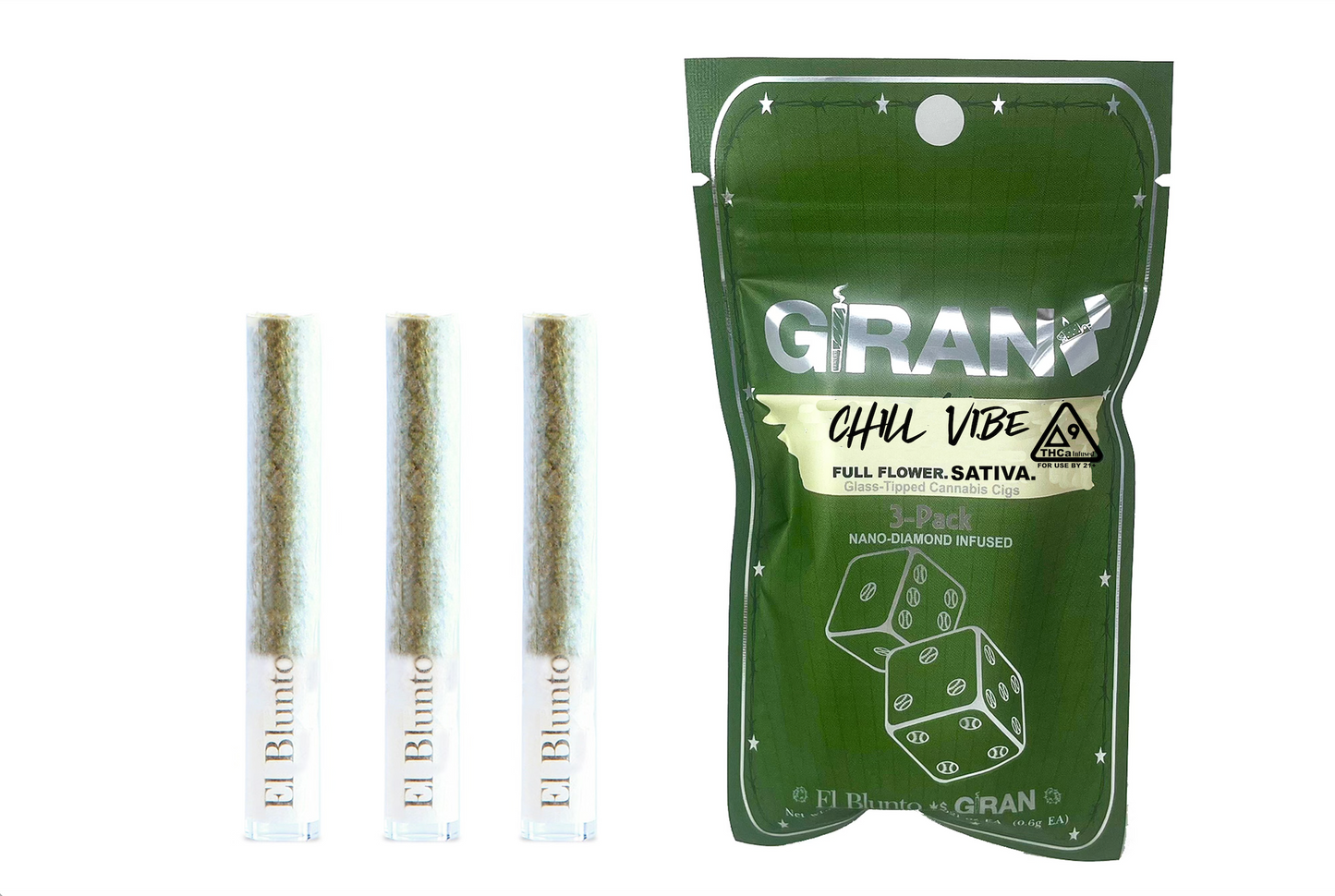GIRAN x El Jointo THCA HEMP 3pk by Asake Diamond Infused - CHILL VIBE (3 x .6g) Sativa